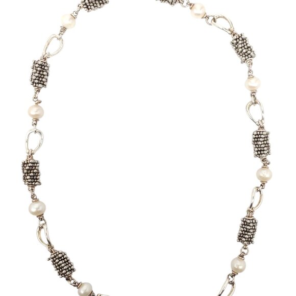 Michael Dawkins Sterling Silver Beaded Pearl Link Necklace #22591 - Picture 7 of 11